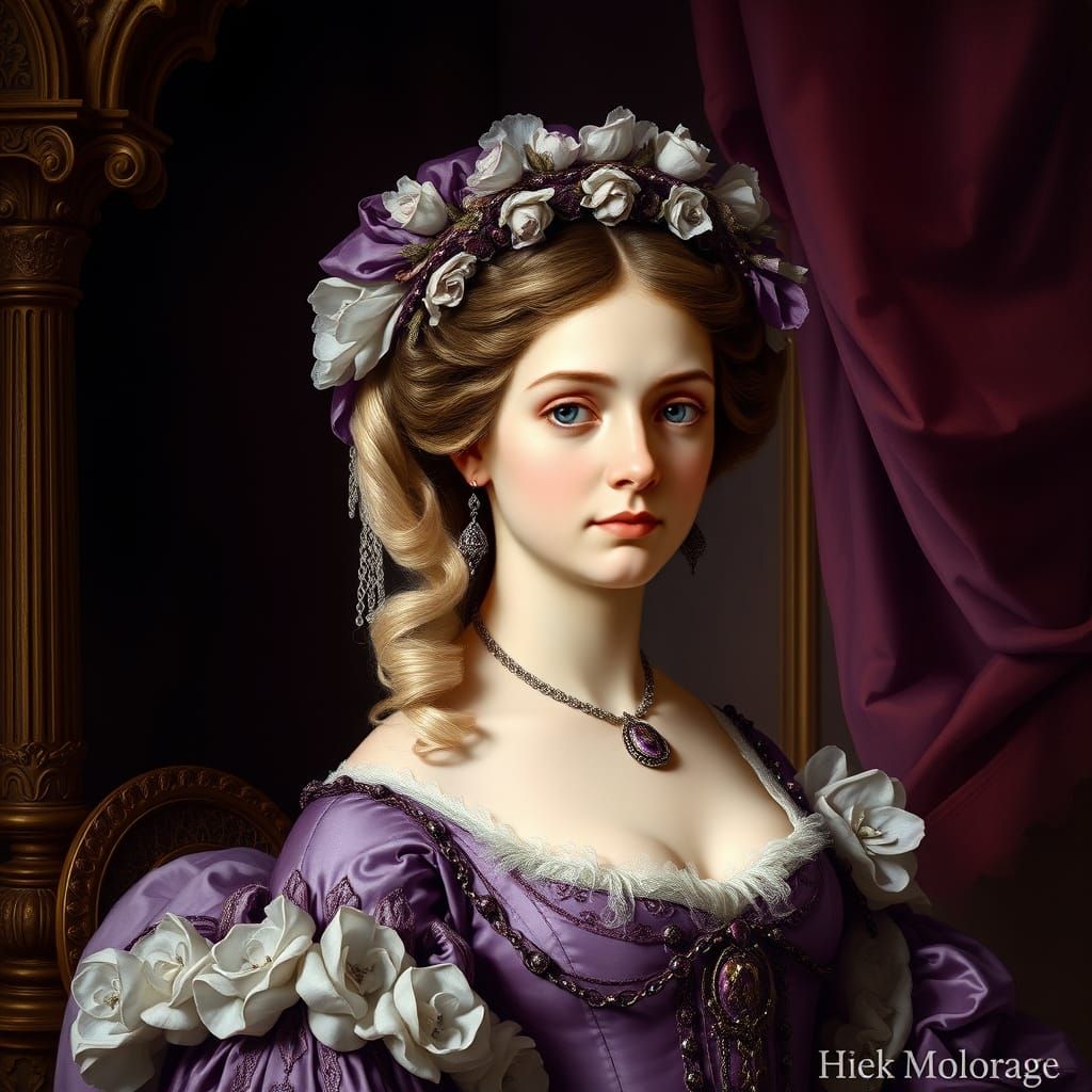 Marie Antoinette Shepherdess in Baroque Purple Interior