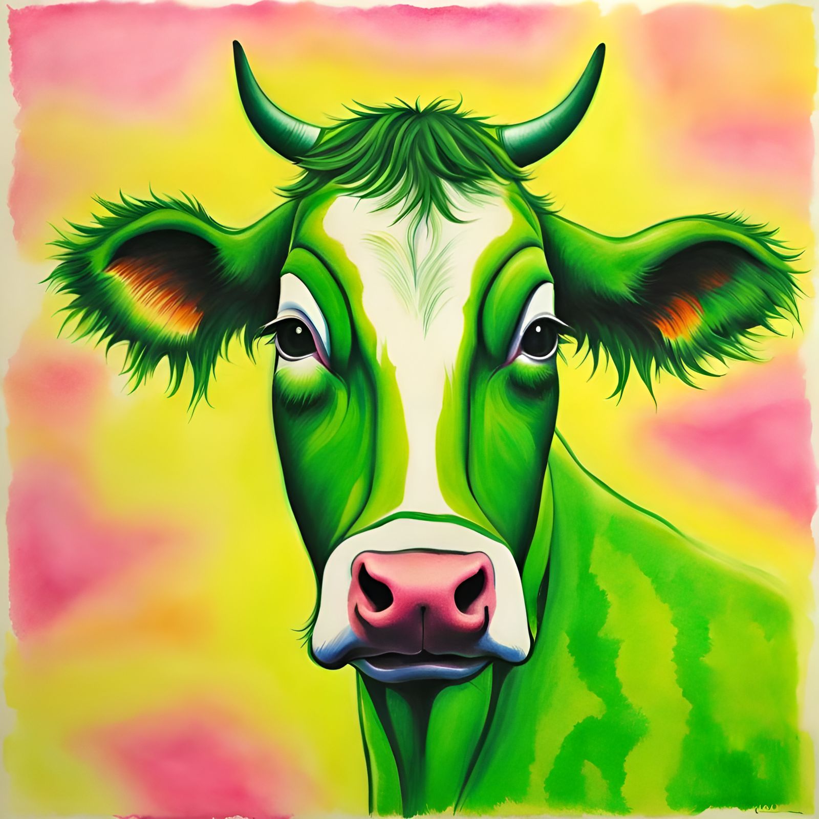 Simple Crayon Cow Drawing on Wax Paper