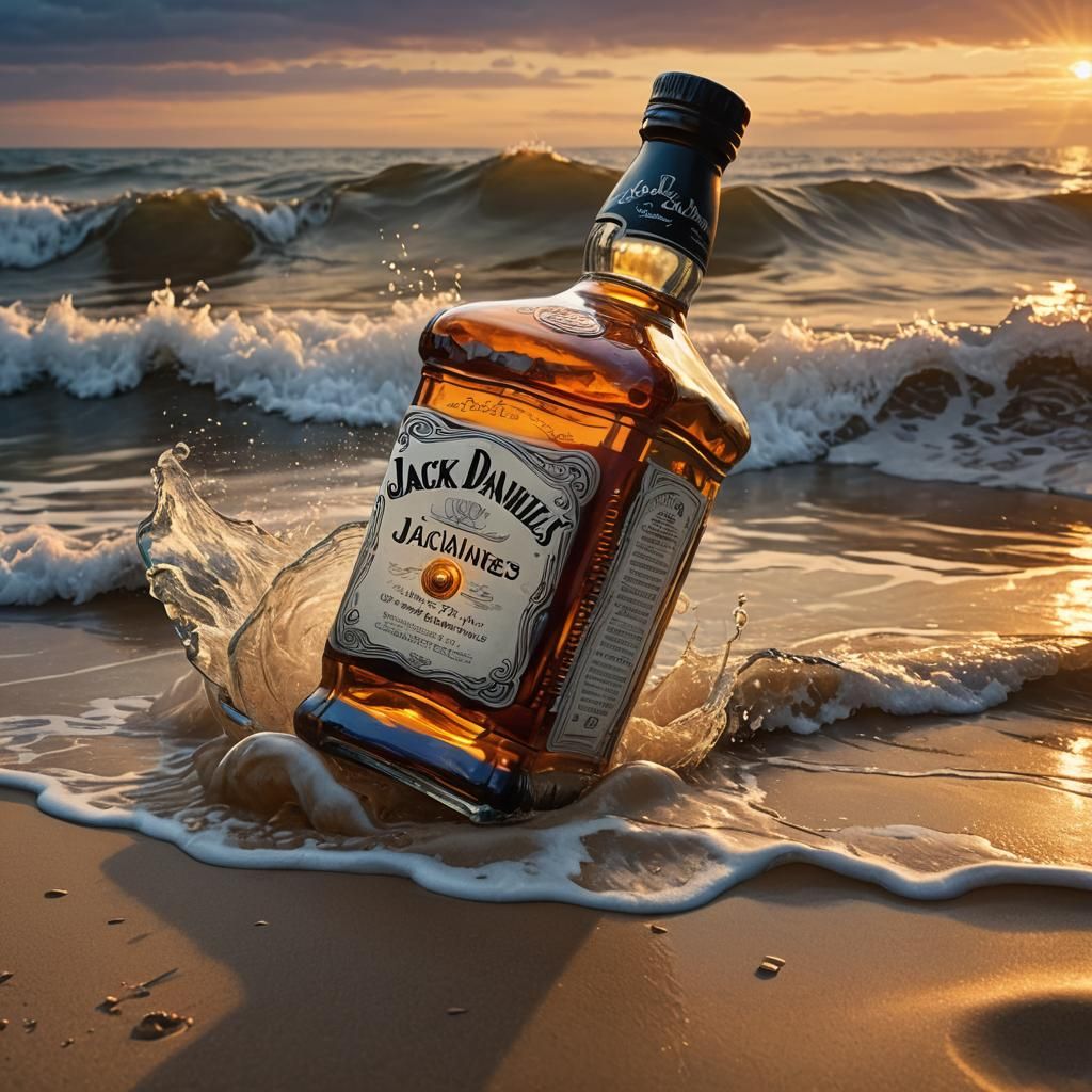 Jack Daniels Bottle in Snow Globe, Detailed Matte Painting