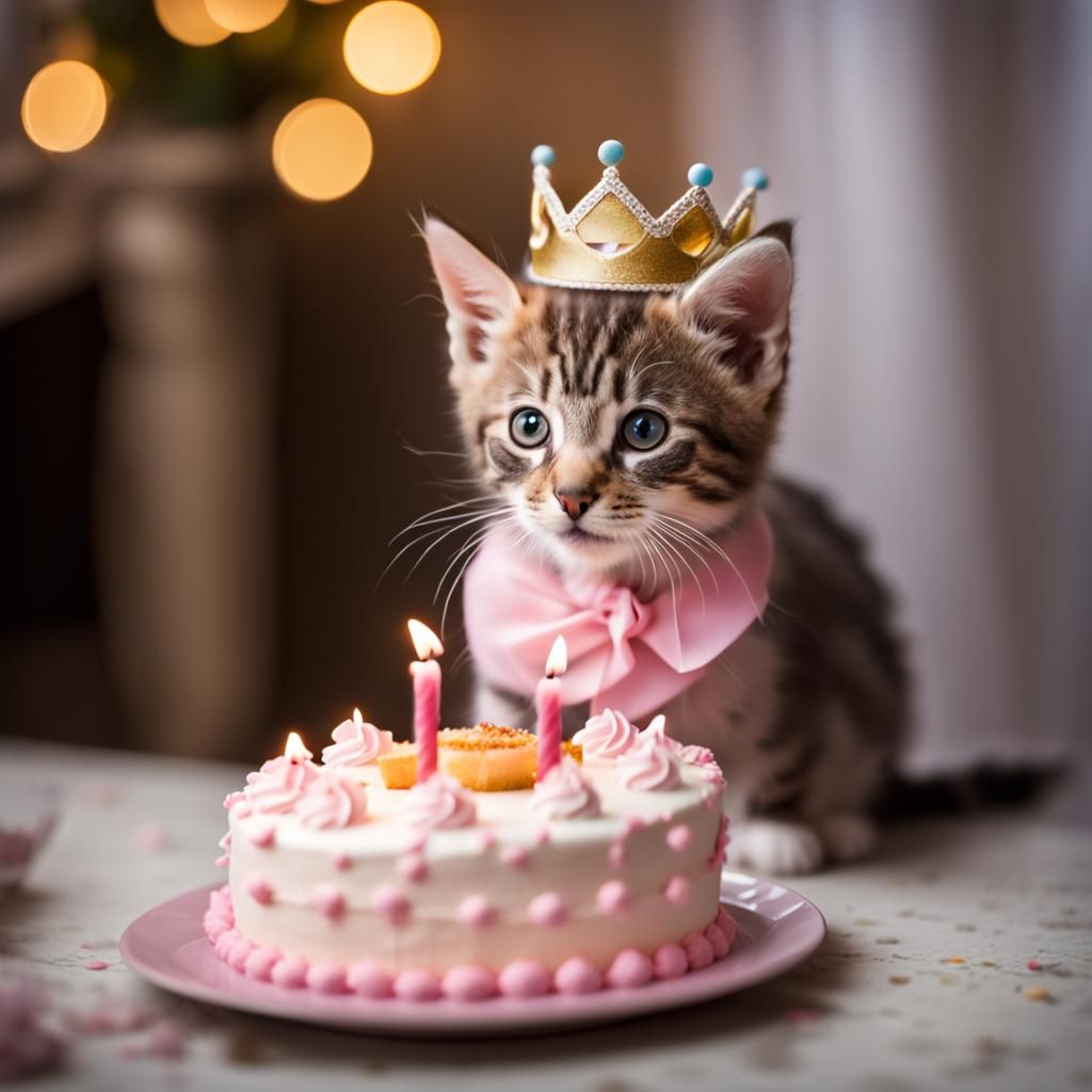Kitten Princess Celebrates Birthday in Photo