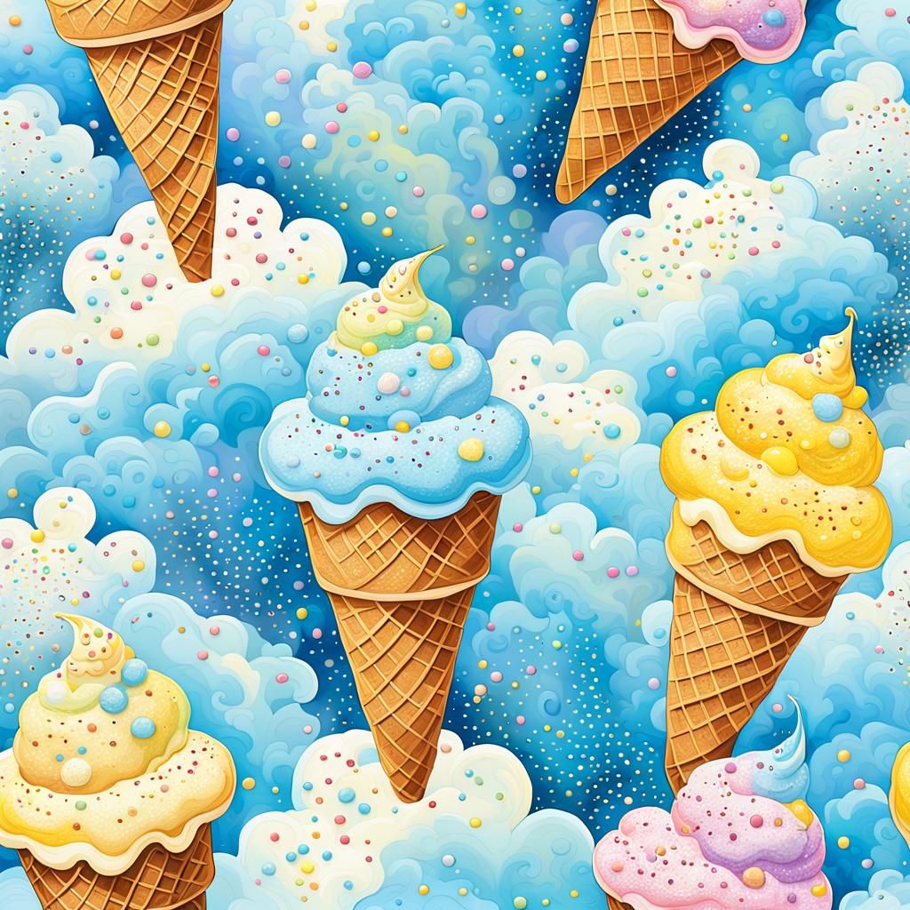 Ice Cream Cascade from Pastel Sky, Zentangle Style