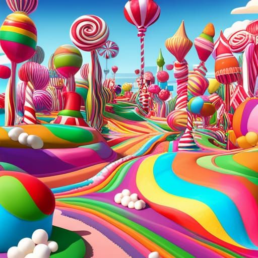 Hyperrealistic Candyland Digital Illustration