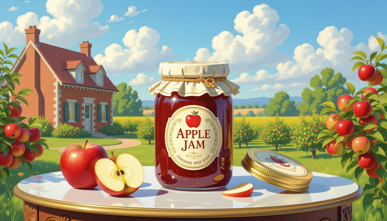 Luxurious Apple Jam Setting in Impressionist Style