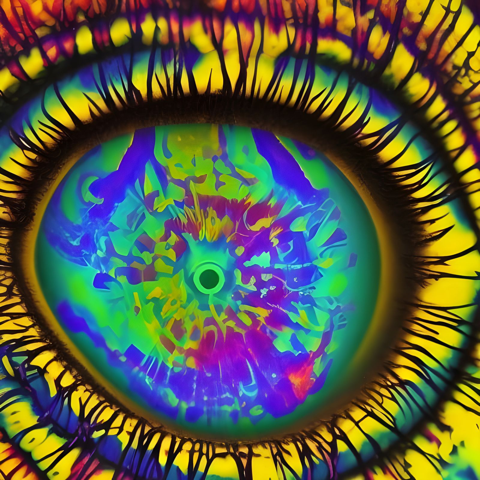 Psychedelic Eye: Hypnotic and Colorful Close-Up