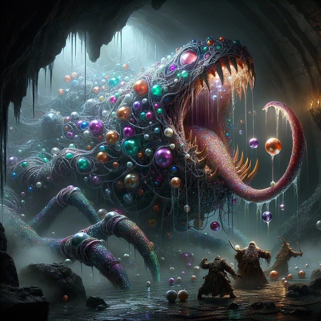 Iridescent Turtle Demon in Dark Fantasy Dungeon