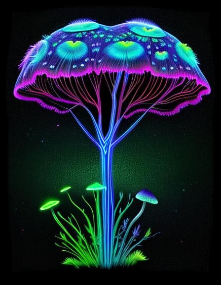 Type of heart-shaped psychedelic colorful carnivorous fungi ...