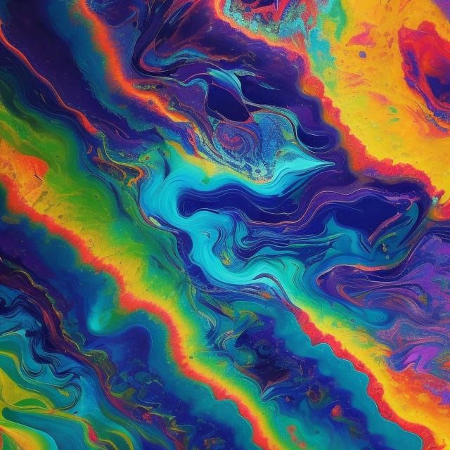 Cosmic Acrylic Pour Impasto Canvas Masterpiece