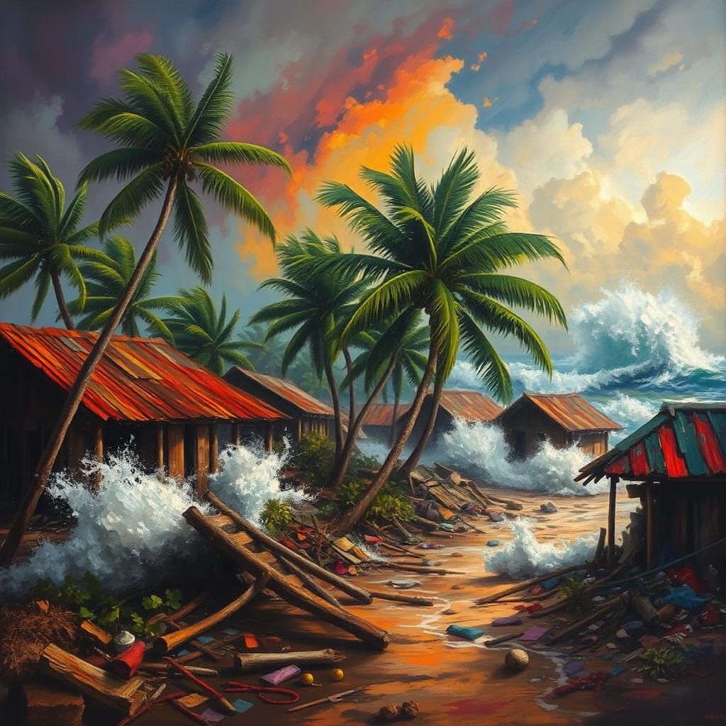 Windswept hurricane in Jamaica