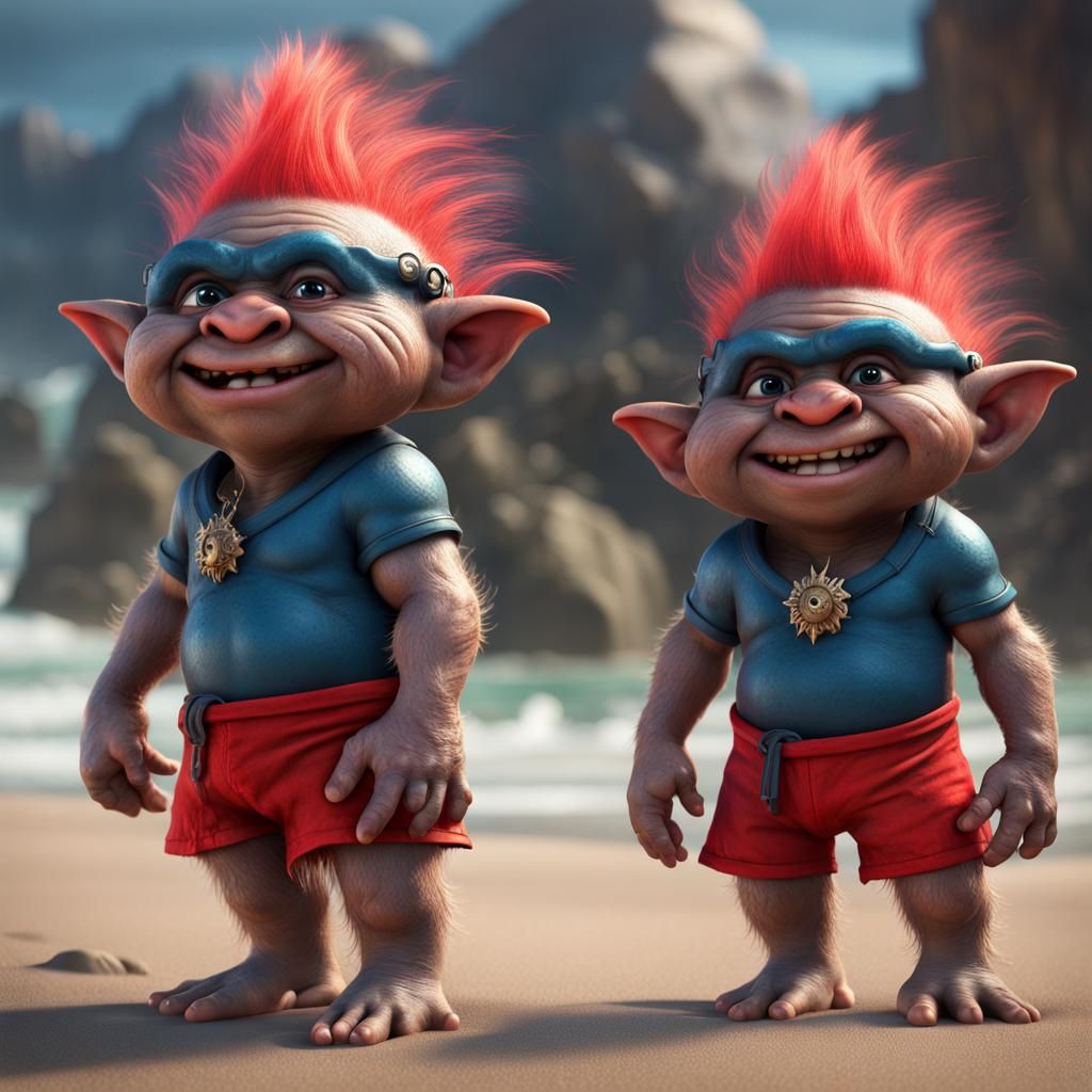 Hyperrealistic Cute Trolls as Baywatch Characters
