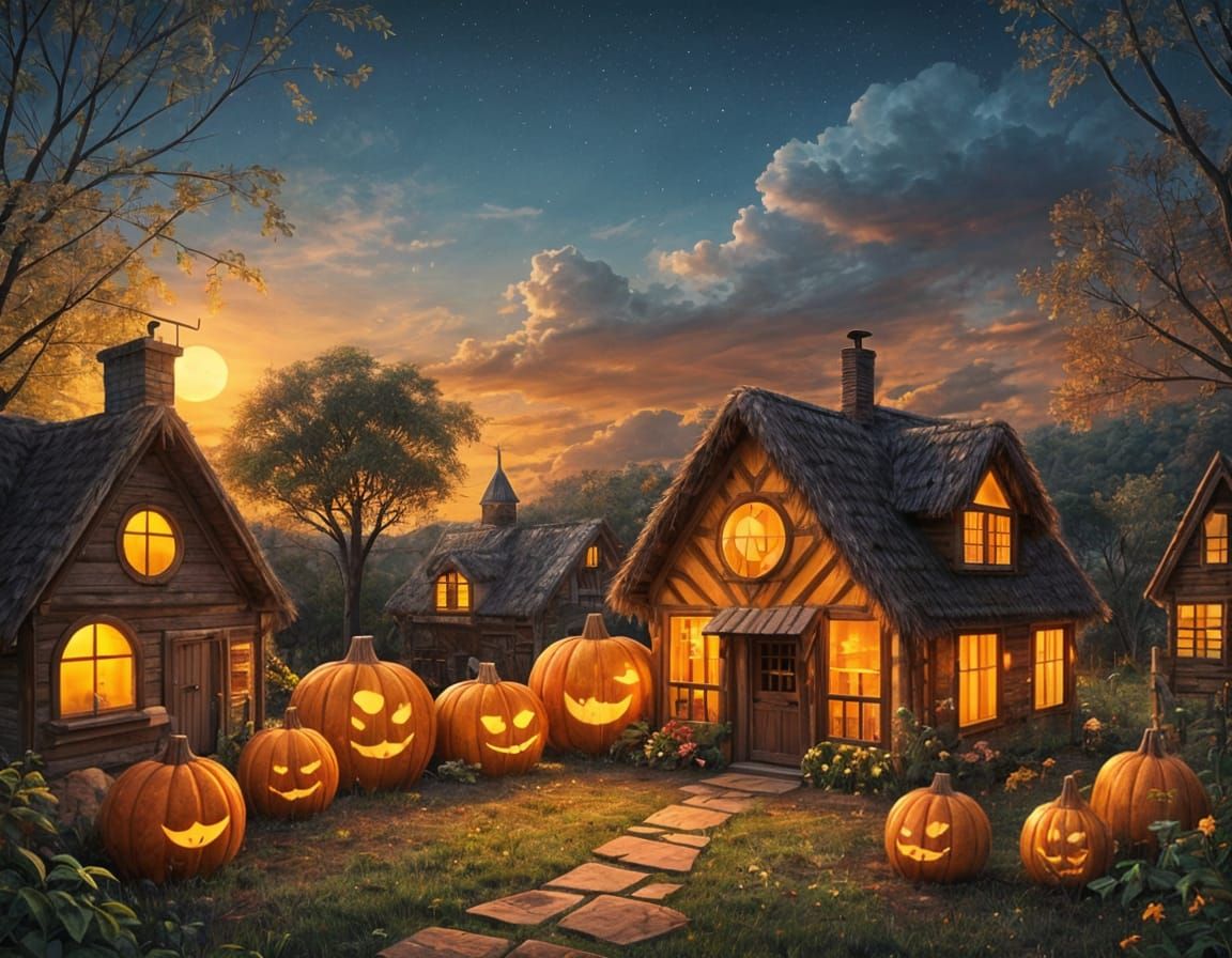 Pumpkin Planet Village Life with Pumpkin People