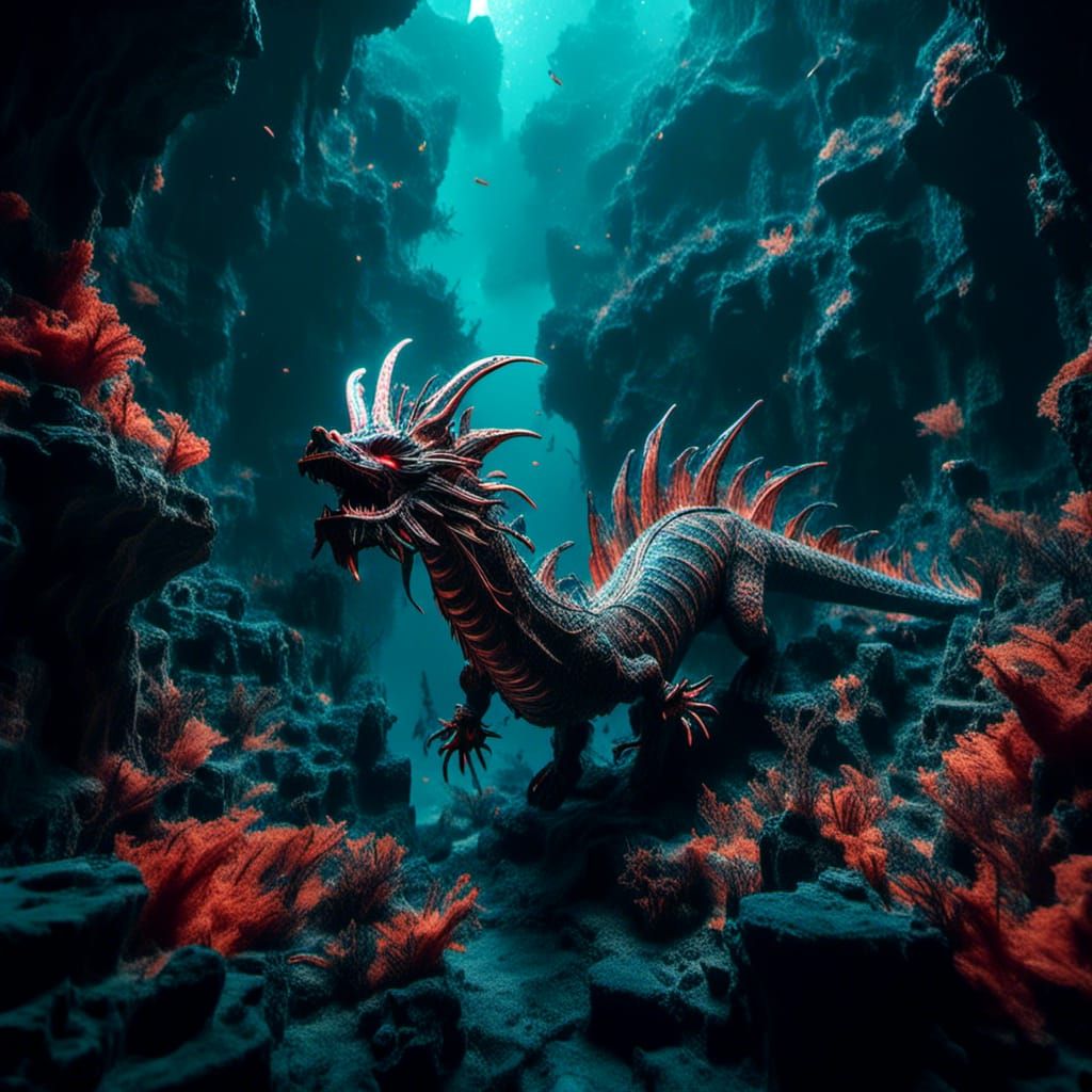 Glowing Sea Dragon in Elaborate Coral Reef