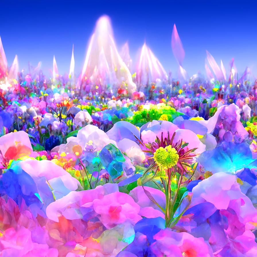 Vaporous Flowery Meadow with Pastel Ice