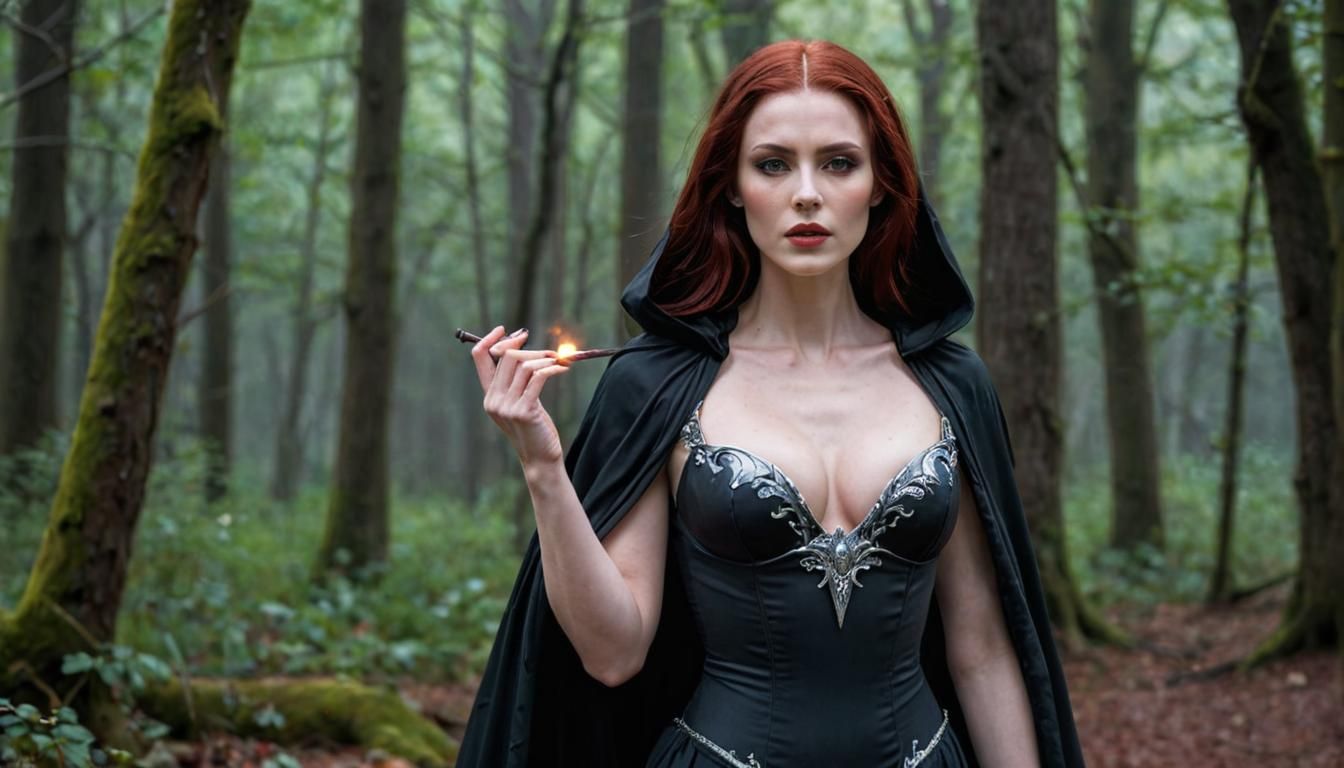 Enchanting Sorceress in Dark Fantasy Style