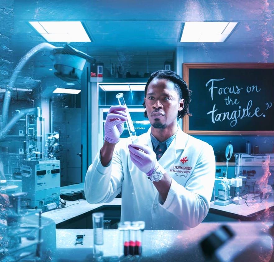 Dramatic Film Still: Scientist in Medical Research Lab