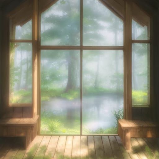 Whimsical Watercolor Forest Scene in Gentle Spring Light