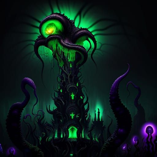 Cthulhu Slumbers in R'lyeh's Cyclopean Ruins, Cosmic Horror ...