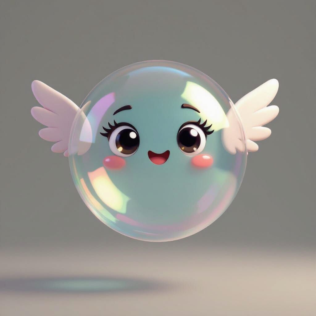 Modern 2D Bubble Character with Cupid Wings