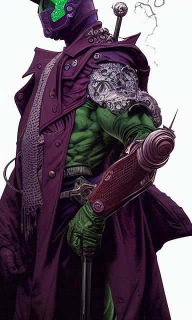 Riddler as Aetherpunk Knight in Feudal Japan