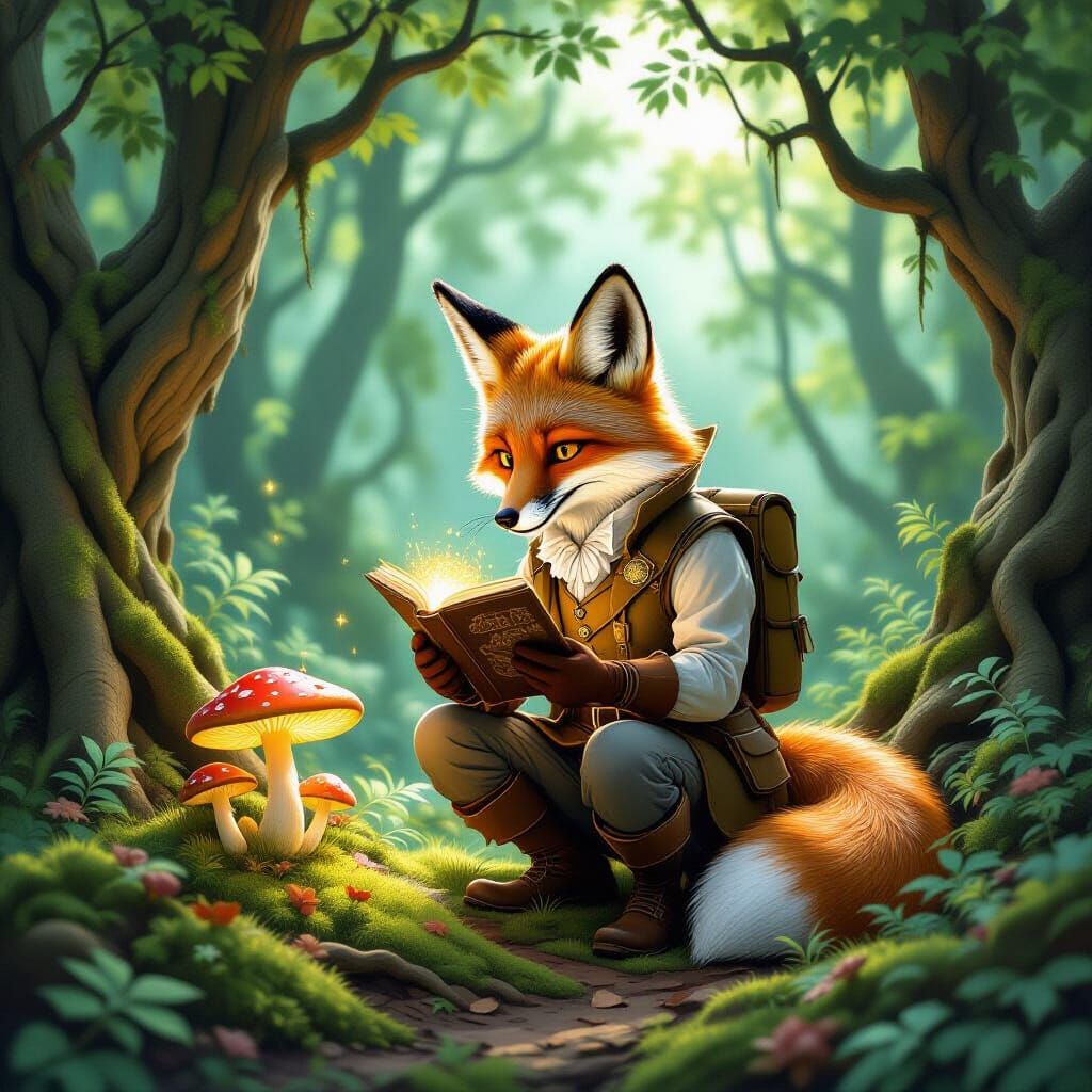 Victorian Fox Explorer Discovers Glowing Mushroom