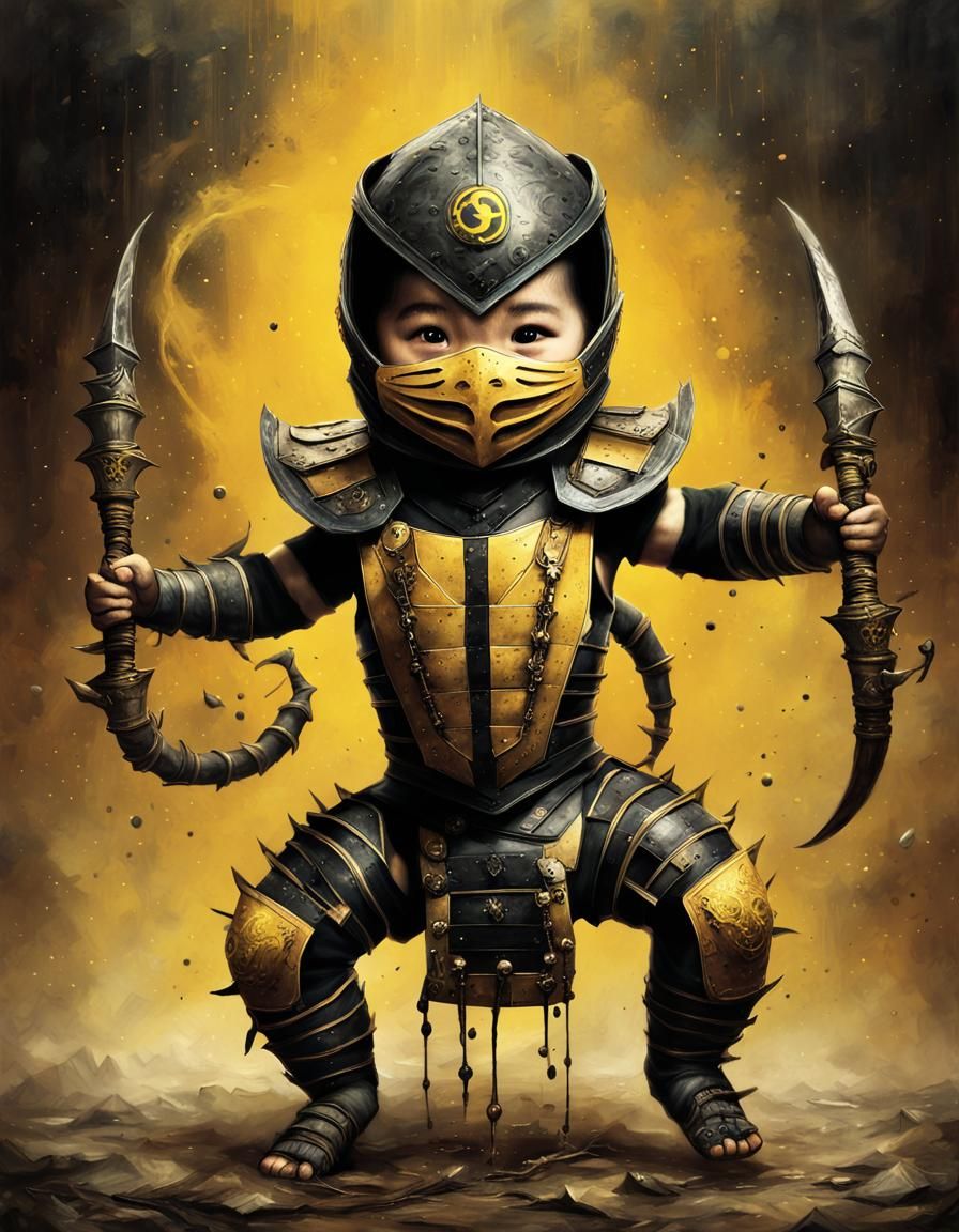 Baby Scorpion Ninja in Volcanic Landscape