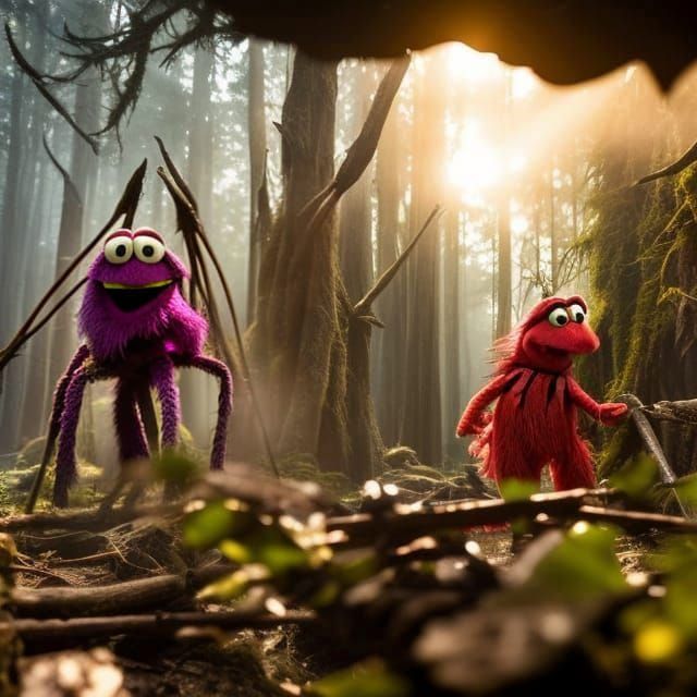 Swamp of Puppet Monsters: A Fantasy Scene