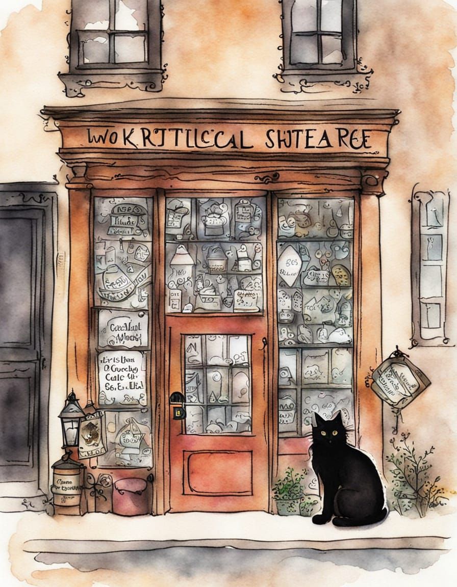 Enchanted Crystal Shop in Whimsical Watercolor