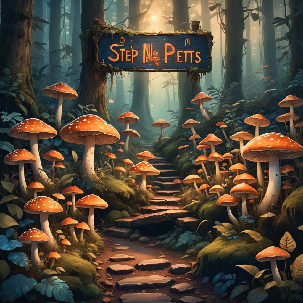 Magical Forest Sign in Painterly Digital Art