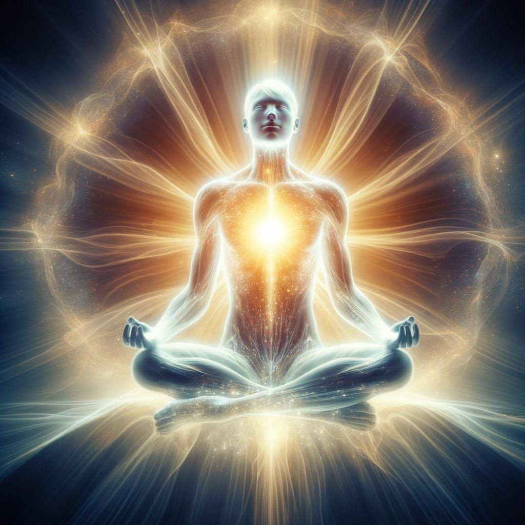 Ethereal Soul: Radiant Energy in Peaceful Setting