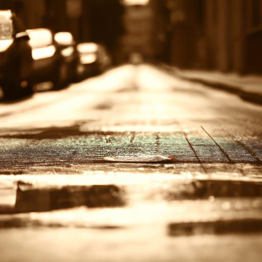 New York Alley at Sunset: Sepia Photo with Raindrops