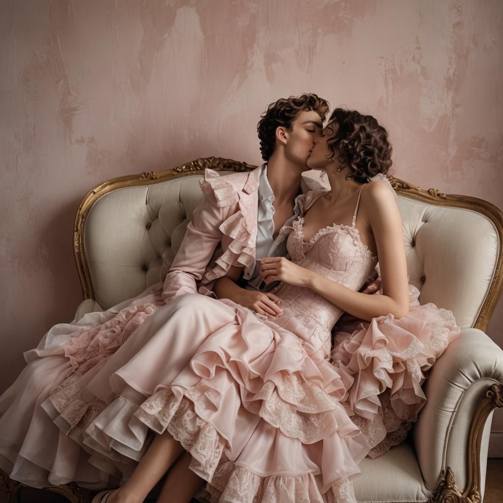 Couture Portrait: Youthful Figure in Ruffled Dress