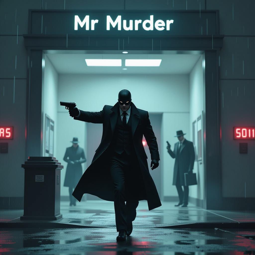 Dramatic Bank Robbery in a Gritty Cyberpunk Style