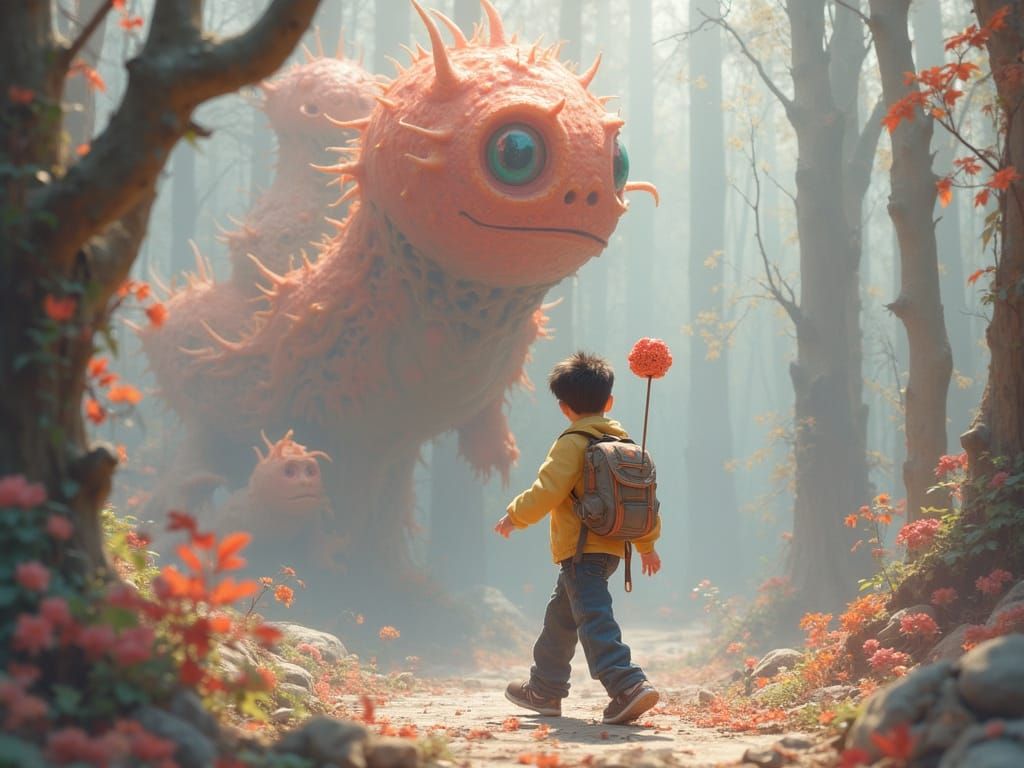 Surreal Scene with Dreamy Colors and Textures