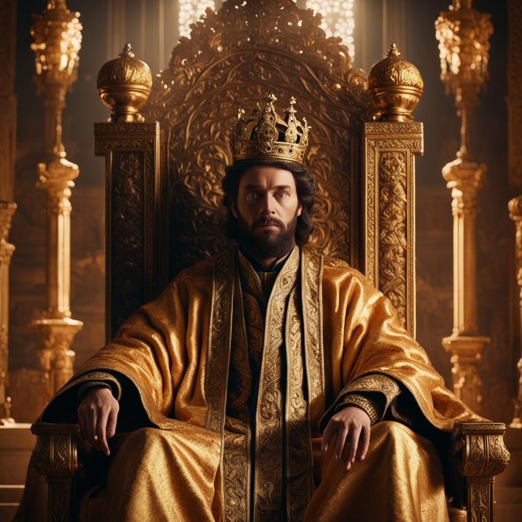 Regal Figure on Throne in Cinematic Style