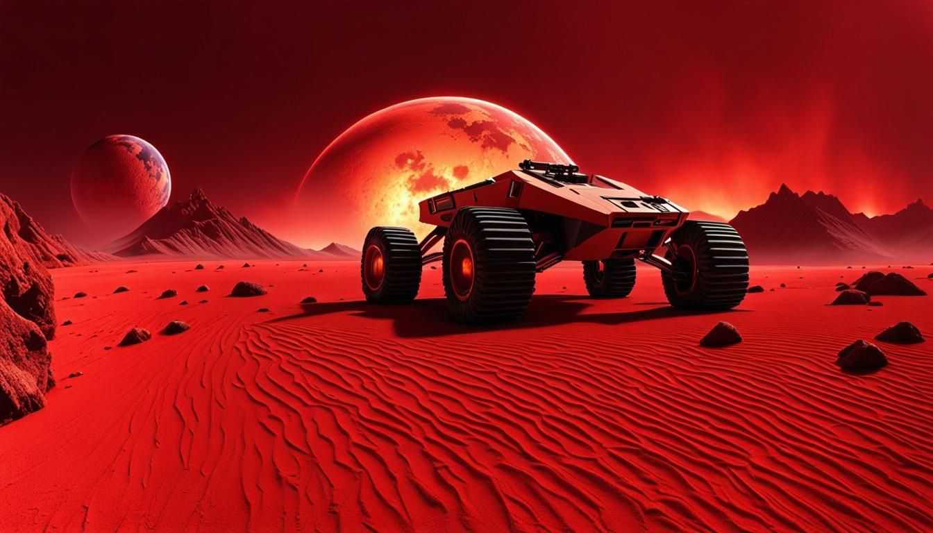 Martian Landscape with Exploding Geysers