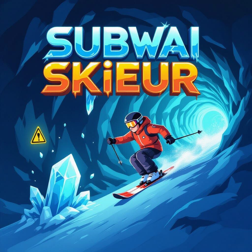 Subwai Skieur Logo: Dynamic Skier Mid-Jump