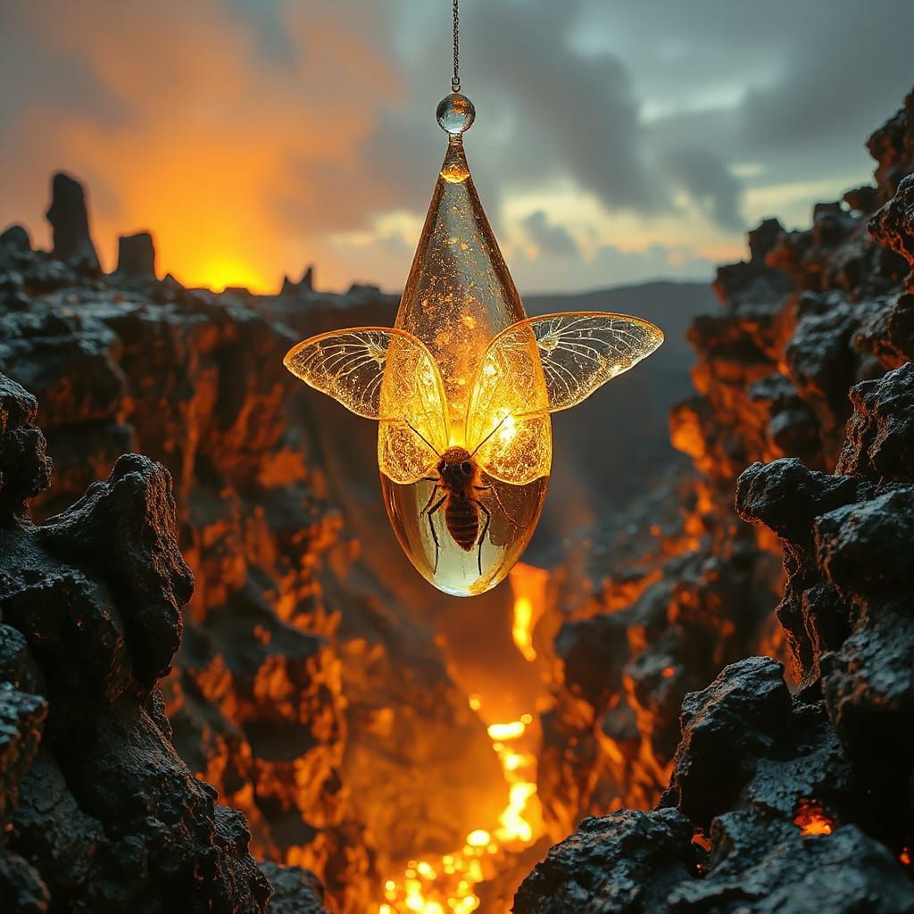 Crystal Moth Emerges in Surreal Landscape