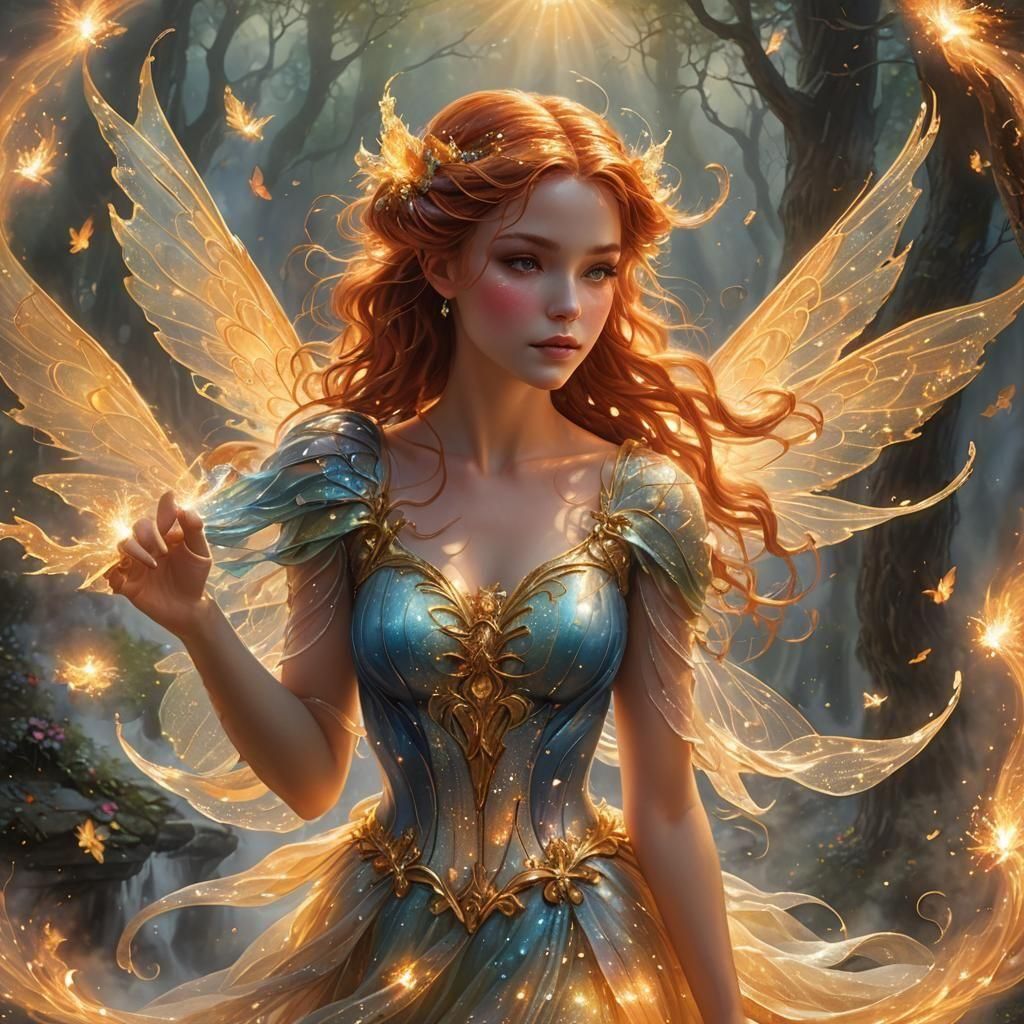 Ethereal Fire Fairy in Hyperdetailed Fantasy Mist