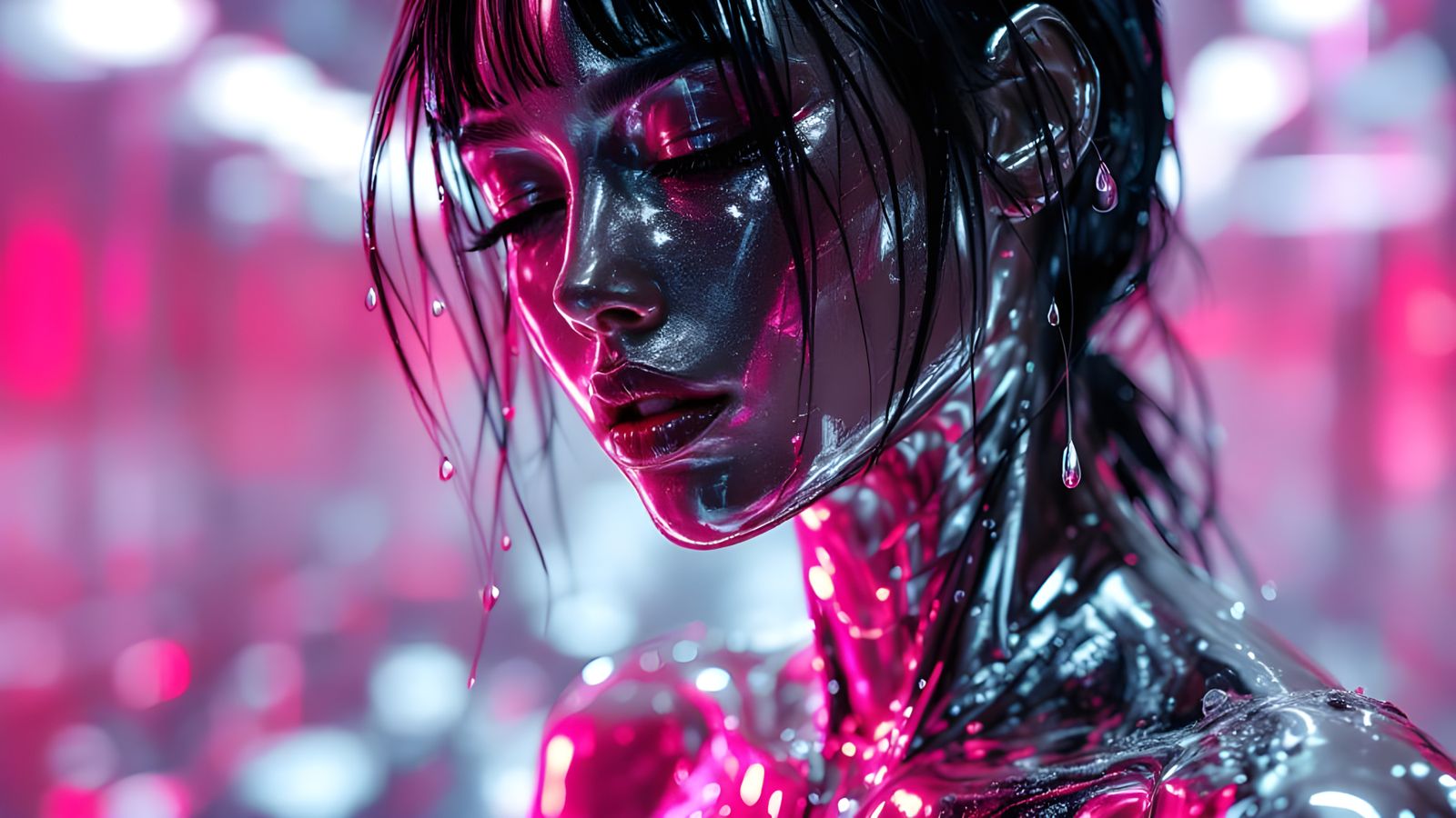 Futuristic Metallic Woman with Reflections
