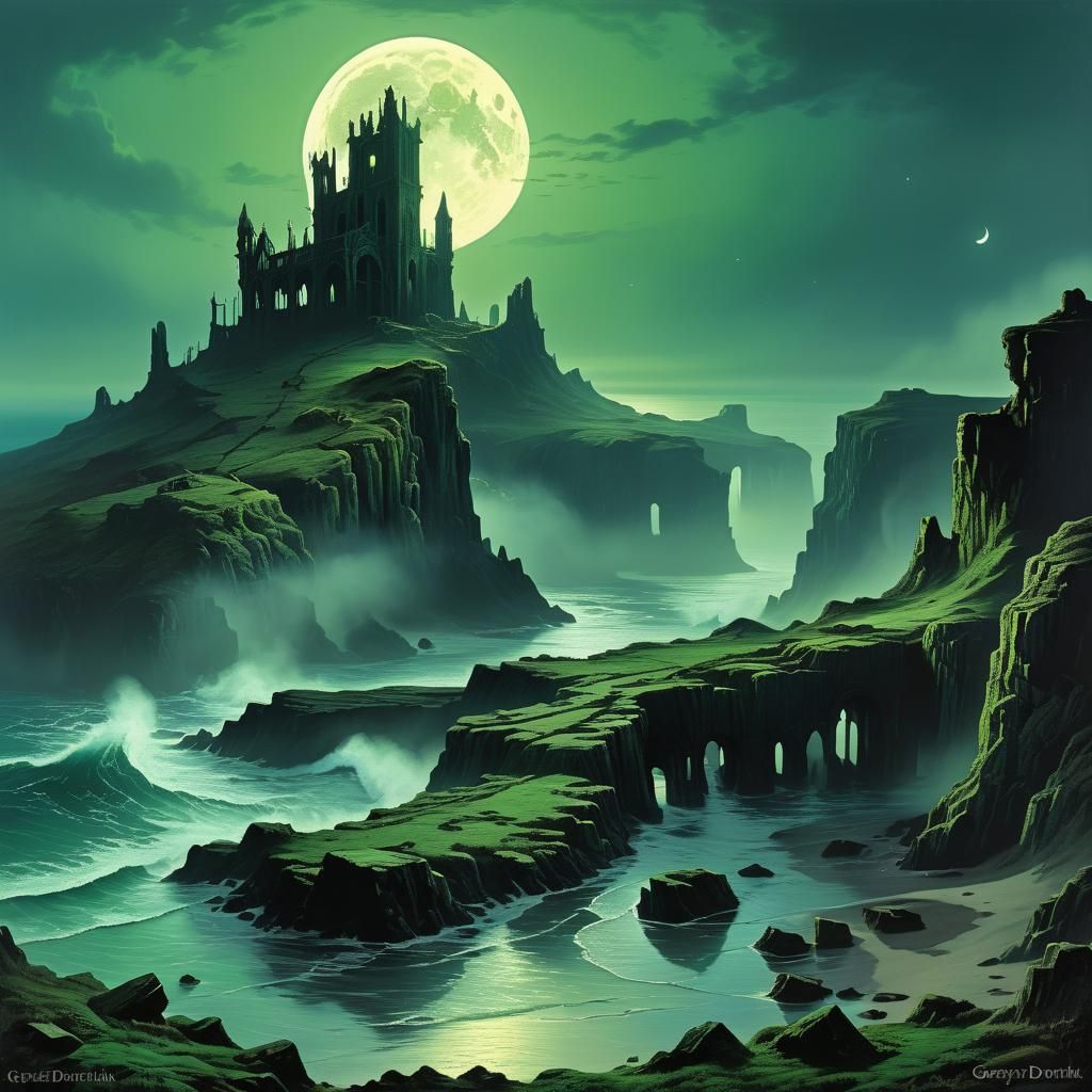 Victorian Ruins on a Misty Moor: Horror Landscape