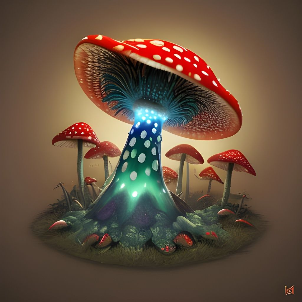 Hyperrealistic Amanita Muscaria Logo Concept Art