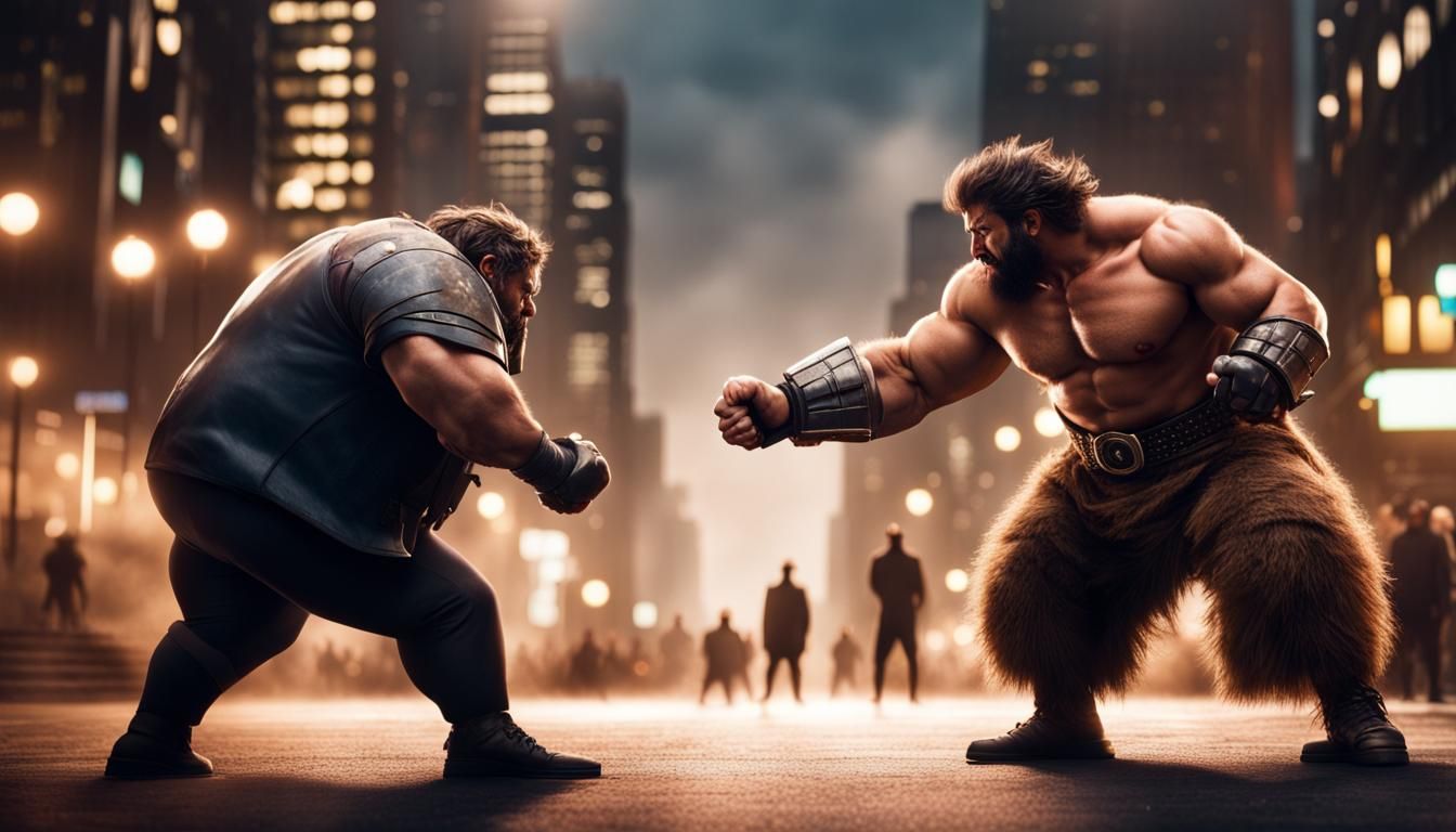 Protagonist versus Villain About to Fight