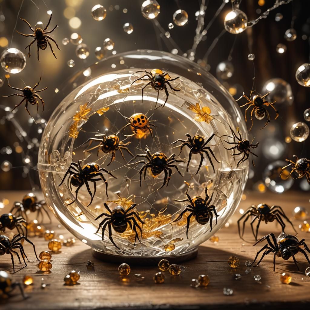 Venezuelan Suntiger Spiders in Crystal Ball: Digital Art