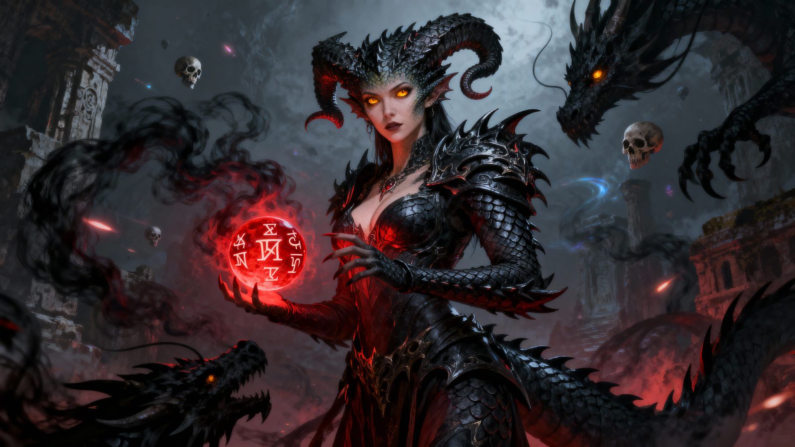 Dragon Priestess in Dark Fantasy Style