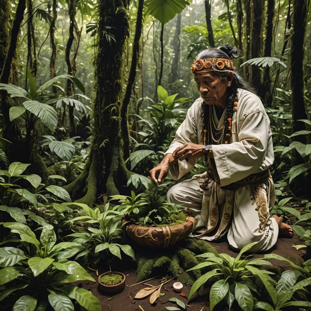 South American Shaman Practicing Plant Medicine