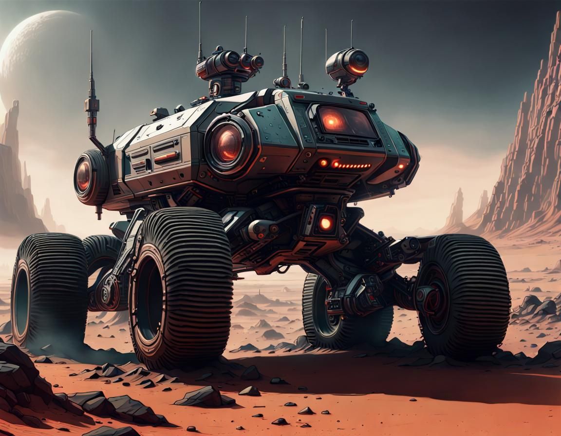 Mars Rover with Massive Tires: Retrofuturistic Sci-Fi