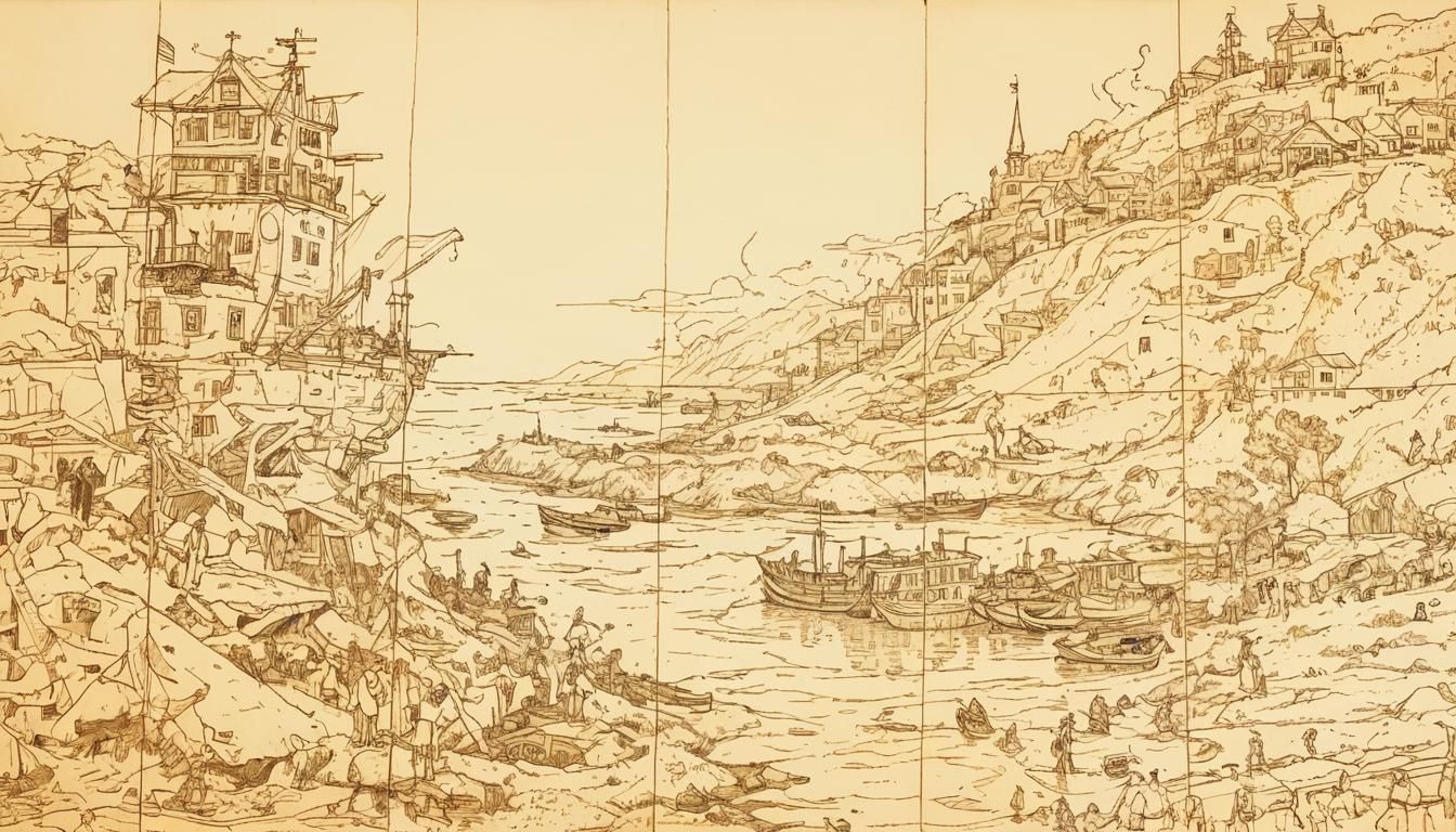 Golden Seascape in Cyberpunk Zombiecore Style