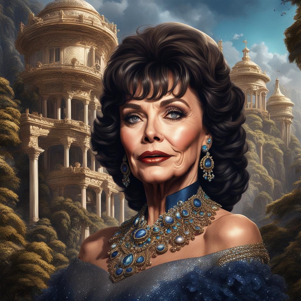 Joan Collins Portrait in Detailed Matte Painting Style