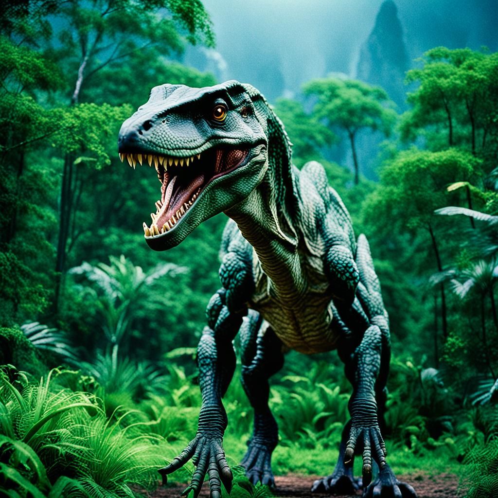 Epic Jurassic Park Scene in Cinematic Style