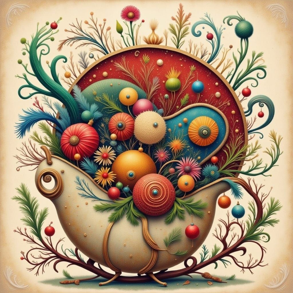 Christmas Scene with Textural Paint Application