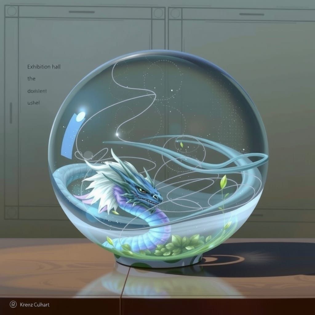 Blue Dragon in Crystal Ball: Digital Art